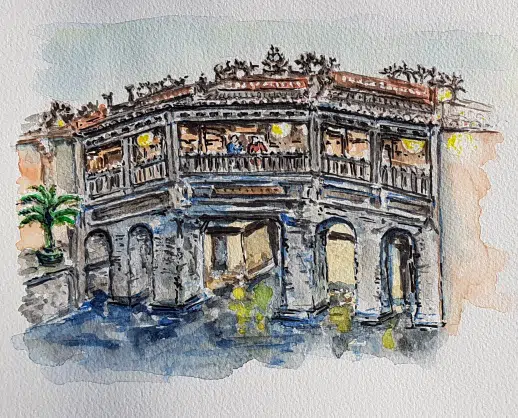 Japanese bridge of Hoi An - Watercolor by Jean-Claude V