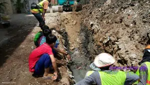 Construction d'un drainage à Phnom Penh