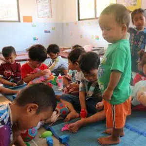 Children in day care in Cambodia