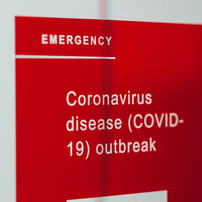 Special Covid-19 sign in the emergency room