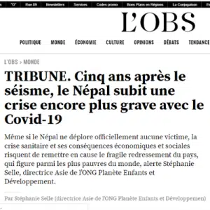 Tribune Nouvel Obs 5 ans après séisme Népal