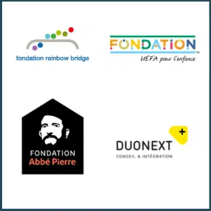 Logos de quatre partenaires de Planète Enfants & Développement