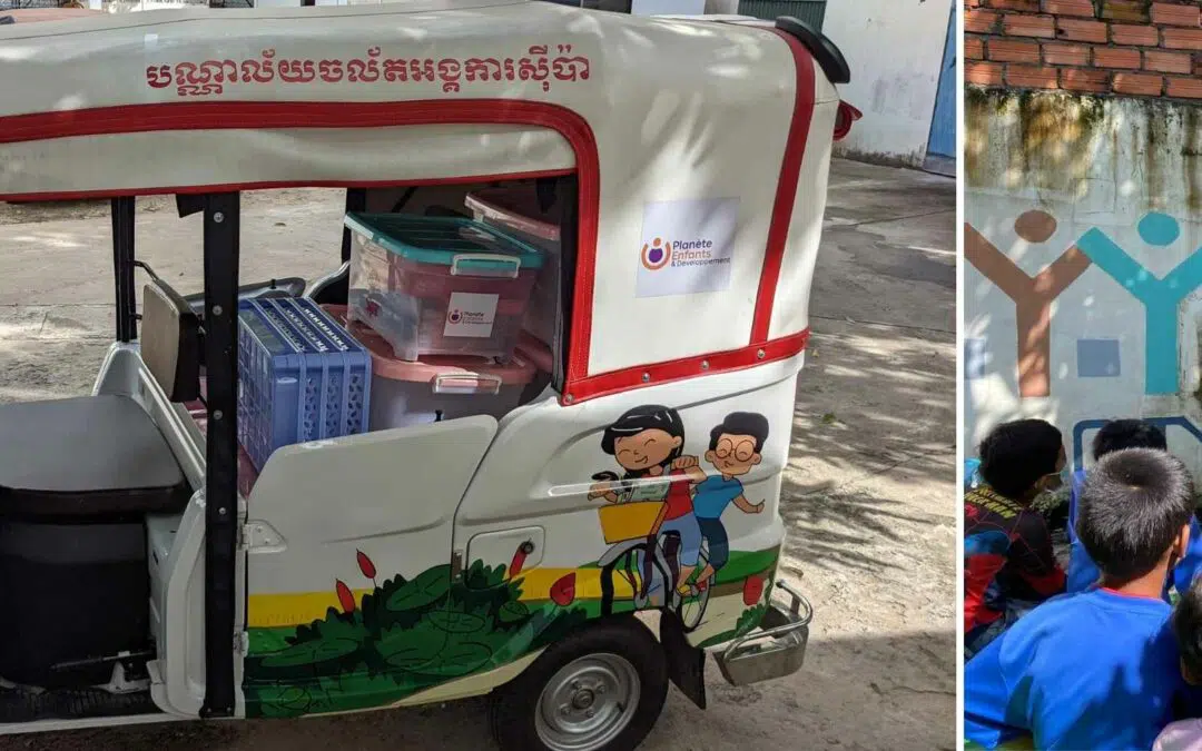 Reading for children in the slums of Phnom Penh with the Tuk Tuk library