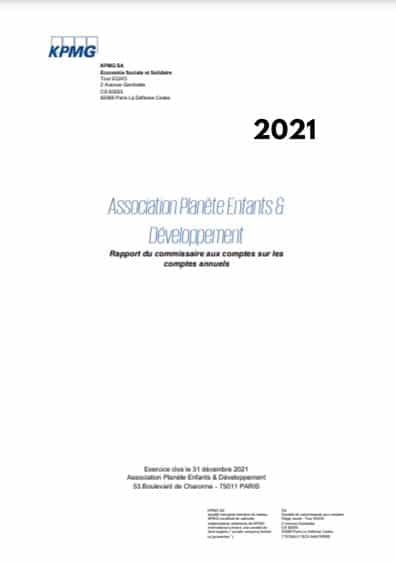 Couverture du rapport du Commissaire aux Comptes sur les comptes 2021