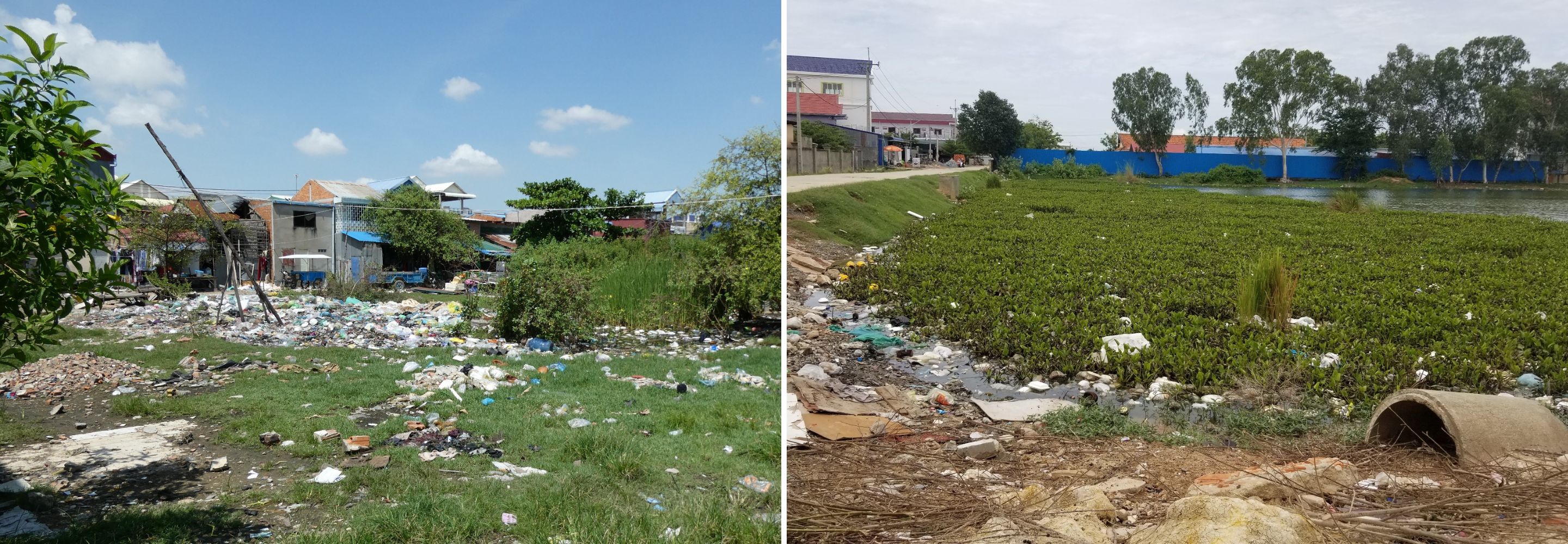 déchets et lac en banlieues de Phnom Penh