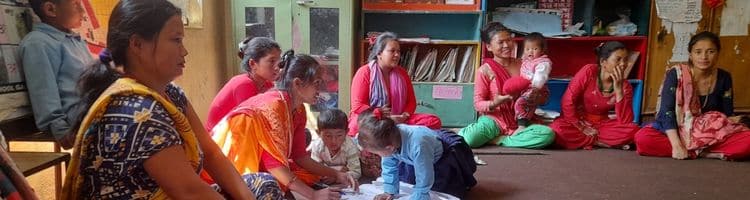 Mothers in a parenting session in Nepal