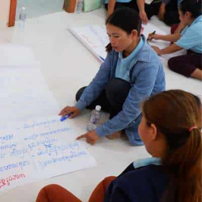 A nursery school teacher in training in Cambodia