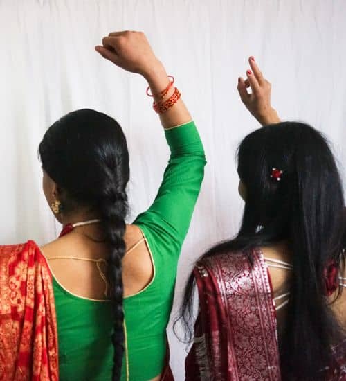 Nepalese women in traditional dress at the social center