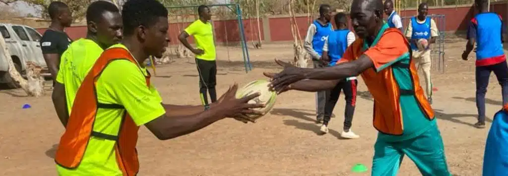Rugby and team play in kindergarten in Burkina Faso