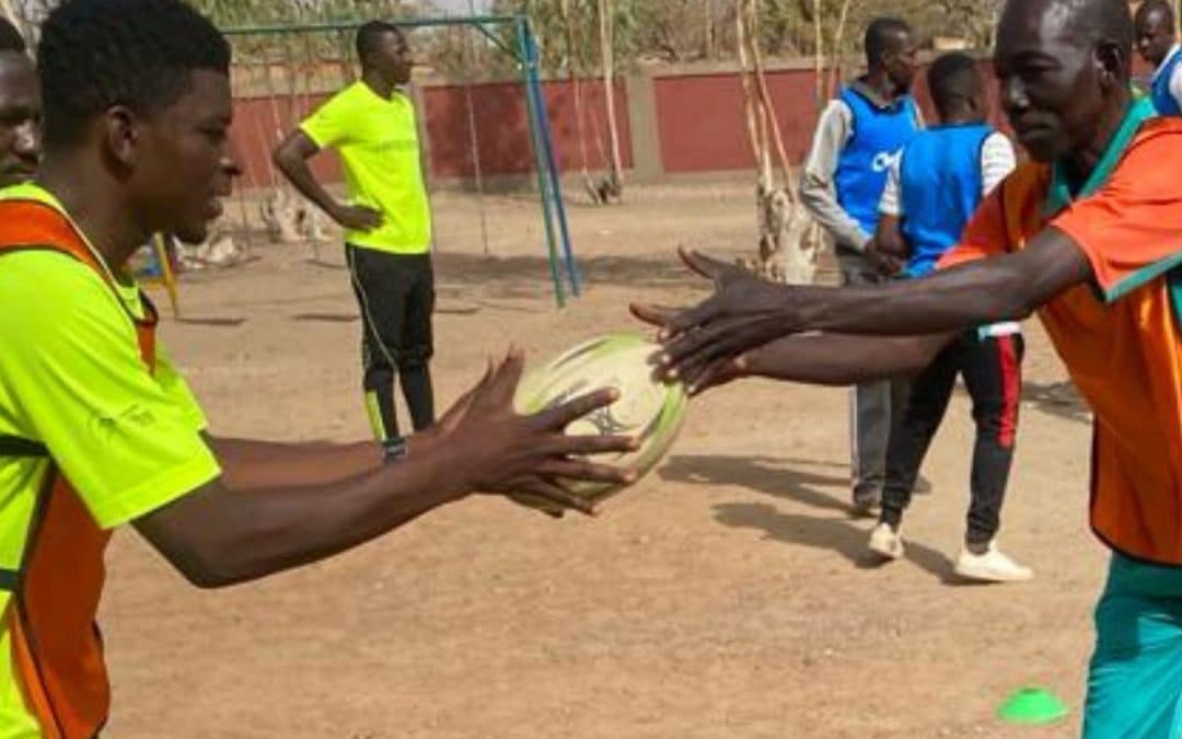 Rugby and team play in kindergarten in Burkina Faso