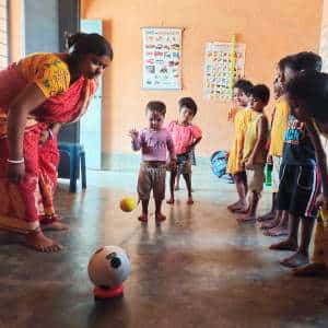 Preschool in India: children play in class