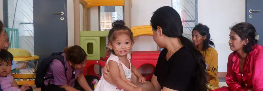 A little girl in a crèche in Cambodia