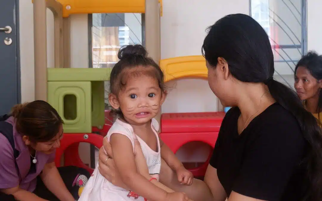 A little girl in a crèche in Cambodia