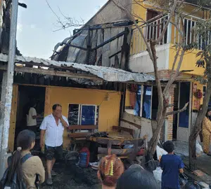 One of the houses burned down in Cambodia 